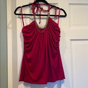 WHBM magenta halter with chain detailing size s